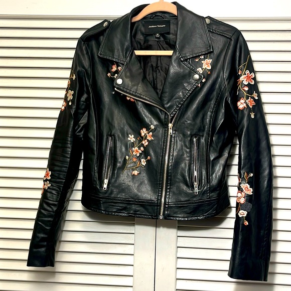 Jealous Tomato Medium Faux Leather Embroidered Jacket - Picture 2 of 5